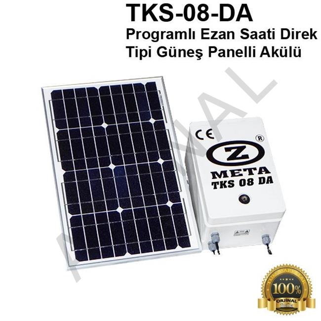 TKS 08 DA Programlı Ezan Saati Direk Tipi Güneş Panelli Akülü