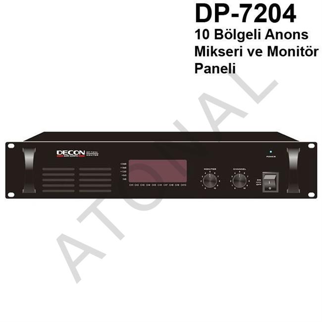  DP-7204 10 Bölgeli Anons Mikseri ve Monitör Paneli