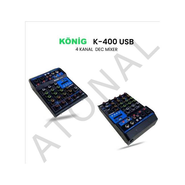 KÖNİG  K-400 USB 4 KANAL DEC MİXER