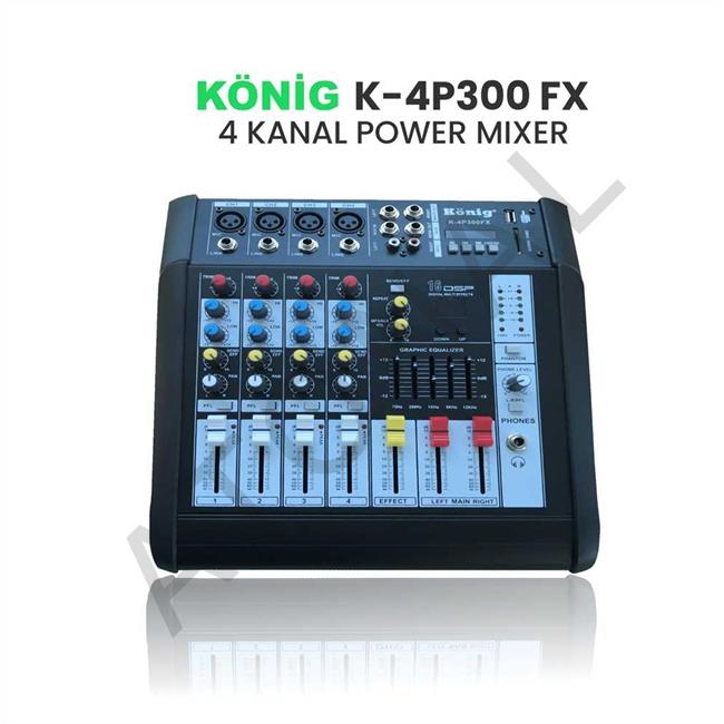 KÖNİG K-4P 300FX 4 KANAL POWER MİXER 2X150W