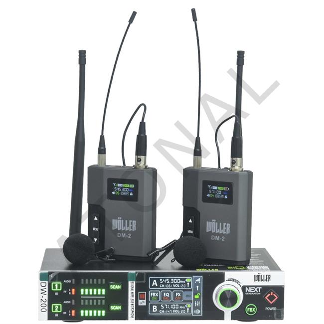 WÖLLER Çift Kanal 2 Yaka Kablosuz True Diversity UHF Kablosuz Mikrofon DW-200 YY