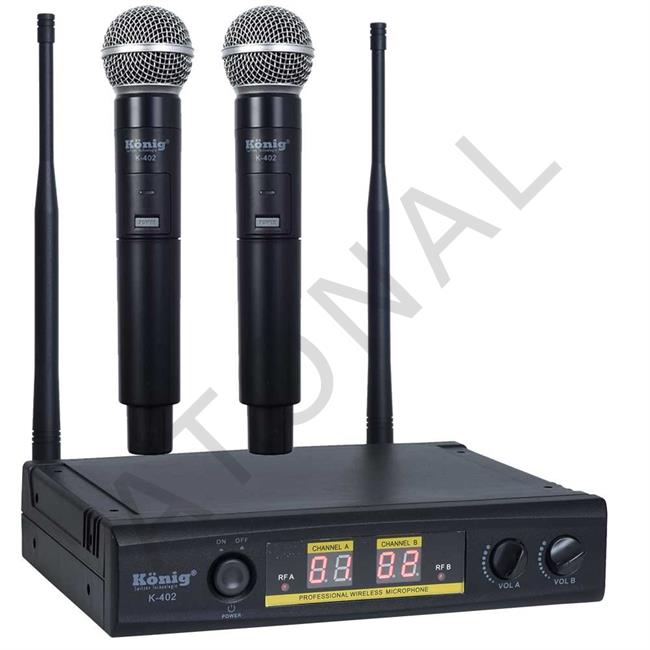 MK-402, UHF 2 Kanal Kablosuz EL Mikrofonu 